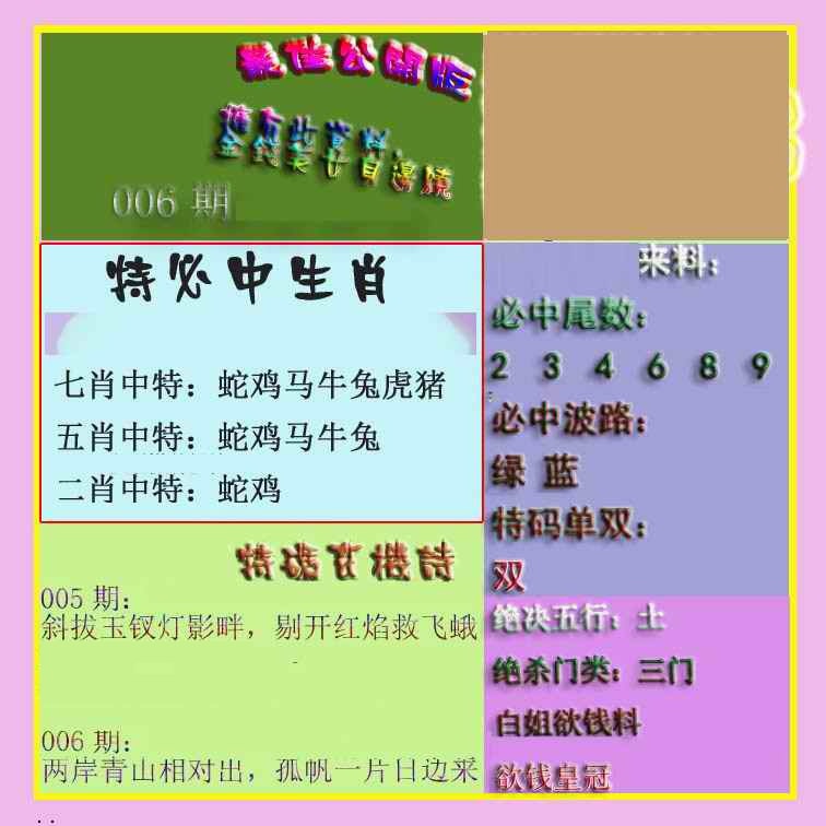 006期波肖门尾最佳公开版[图]