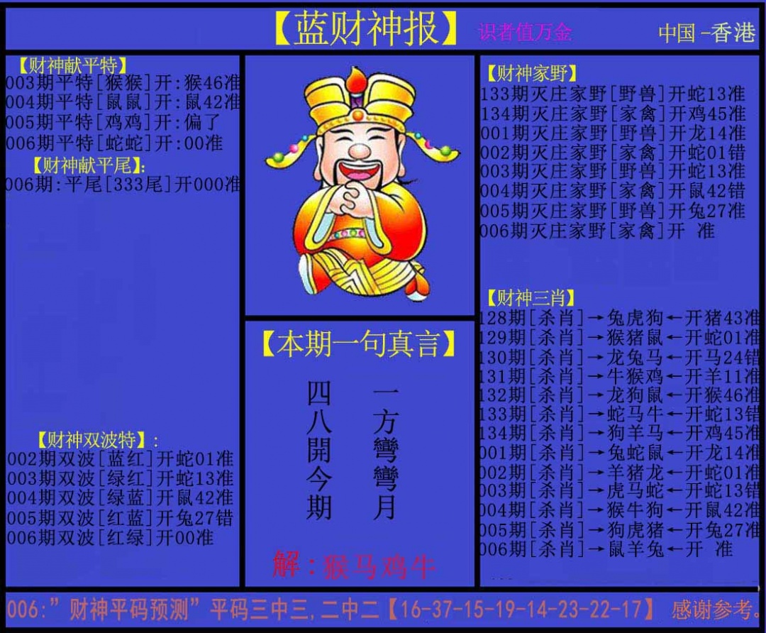 006期蓝财神[图]